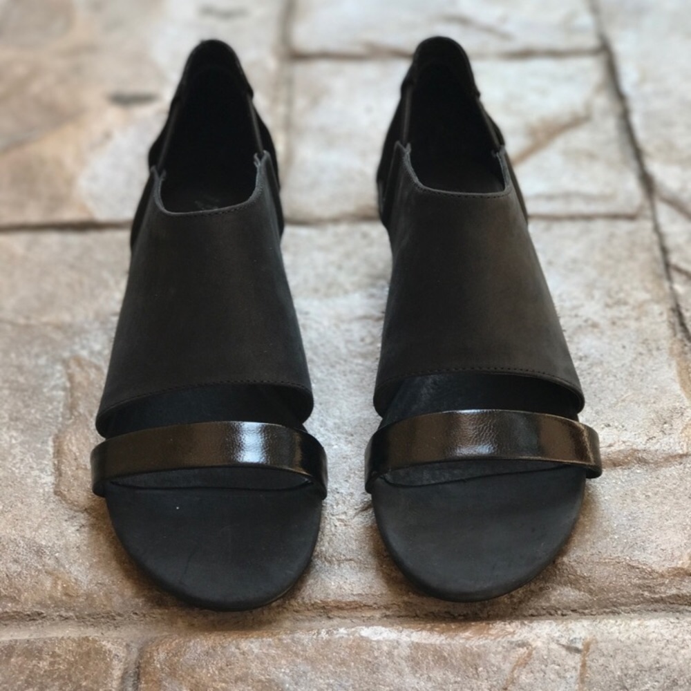 Matte Black Nubuck leather low wedge sandals!
